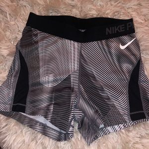 Grey black white nike spandex short w mesh panel